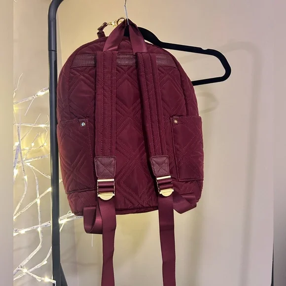 Adrienne Vittadini Maroon Quilted Backpack - Picture 3 of 4